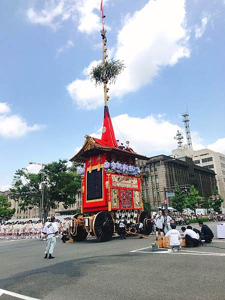 京都祇園祭山鉾車遊行轉彎