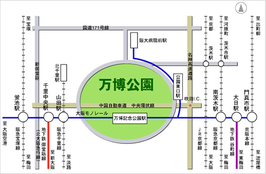大阪景點萬博紀念公園交通方式：電車