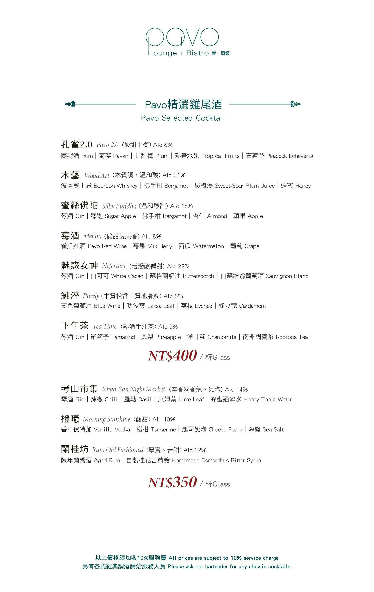 高雄美食｜漢來PAVO餐酒館酒單