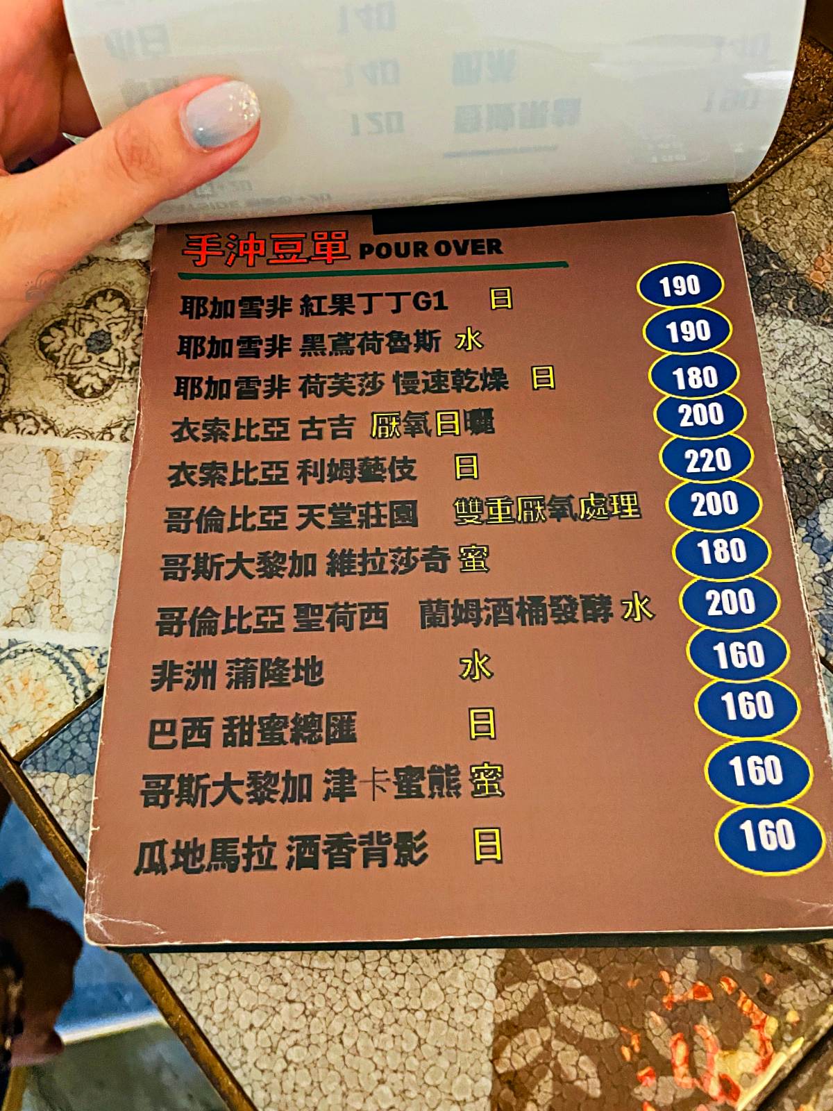 台北咖啡廳登波咖啡菜單