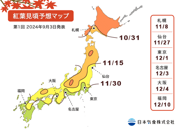 2024京都賞楓紅葉預測時間