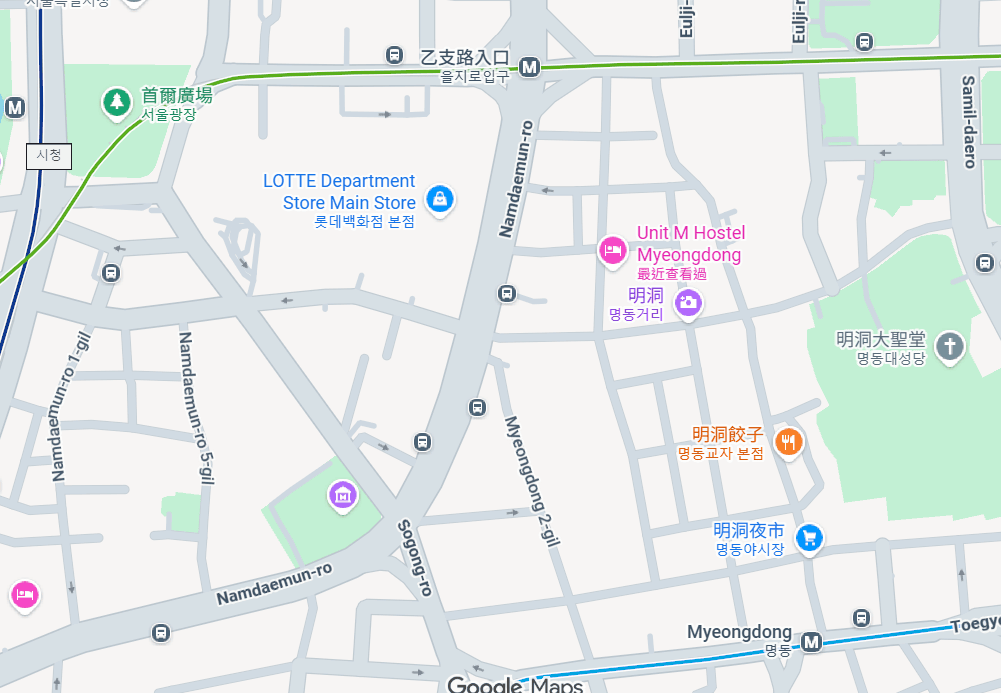 【2026明洞住宿】韓國追星看演唱會便宜民宿推薦:Unit M Hostel (提供免費泡麵、洗衣機) - 第2張圖 韓國明洞推薦住宿|Unit M Hostel 地理位置